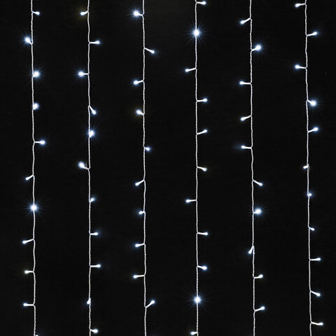 Электрогирлянда-занавес комнатная вид: "Штора", 3х2 м, 144 LED, холодный белый, 220 V, ЗОЛОТАЯ СКАЗКА, 591351