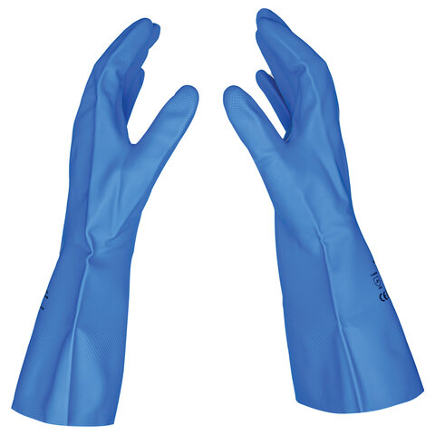 Перчатки нитриловые SCAFFA Практик, КЩС, хлопчатобумажное напыление, р. 11, XXL, сини, 00-01017724