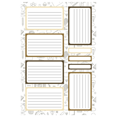 Наклейки бумажные ДЛЯ ТЕТРАДЕЙ, УЧЕБНИКОВ, НАБОР 4 листа А5, 35 шт., HATBER, 094083