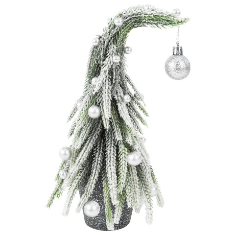 Ель новогодняя искусственная 25 см, "Елка-гном", заснеженная с декором, литой ПЭТ, ЗОЛОТАЯ СКАЗКА, 592515