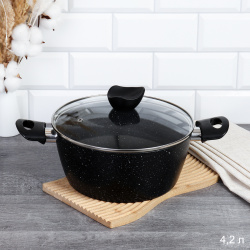 Кастрюля 4,2 л с антиприграным покрытием / GL-674-4 /уп/ без упаковки