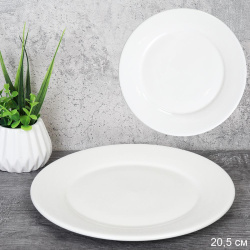 Тарелка 20,5 см / DX0084-8 /уп 60/ утолщенный край белое
