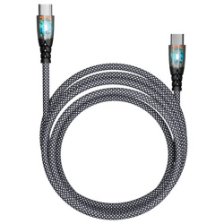 Кабель Type-C - Type-C, 1 м, 3 А, SMARTBUY, для быстрой зарядки и передачи данных, черный, FCTRANSP-BLACK