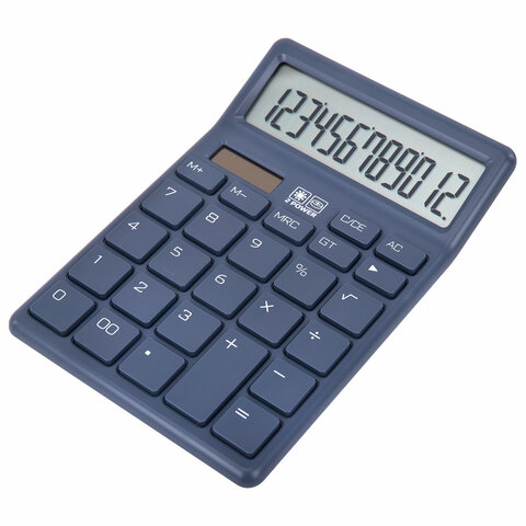 Калькулятор настольный BRAUBERG CH-12-BU (153х103 мм), 12 разрядов, двойное питание, синий, 272959