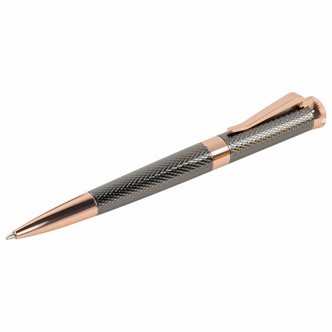Ручка подарочная шариковая GALANT "Taut", корпус оружейный металл, детали розовое золото, узел 0,7 мм, линия письма 0,5 мм, синяя, 144170