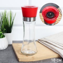 Мельница для специй и соли 19 см с крышкой/ W-457-R /уп 80/ Красная