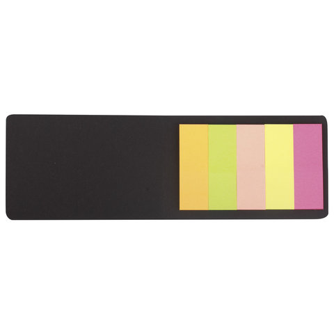 Закладки клейкие неоновые BRAUBERG бумажные, 45х15 мм, 100 штук (5 цветов х 20 листов), в картонной книжке, 122734