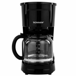 Кофеварка капельная SONNEN CM1095, 900 Вт, объем 1,8 л, подогрев кофе, противокапельная система, черная, 456334