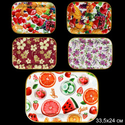 Поднос прямоугольный 33,5х24 см / JCS3425-10J /уп 150/золотой обод