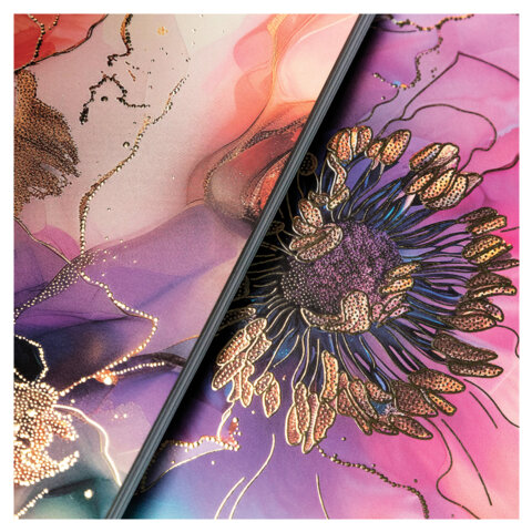 Тетрадь А4 96л. HATBER гребень, клетка, матовая ламинация, 3D фольга, Цветочные сны (микс), 088814, 96Т4лофВ1гр