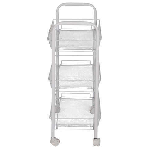 Этажерка (тележка) BOOMHOUSE (БУМХАУС) RC-003 3 яруса, на колесах, В62,5хШ42,5хГ25,5 см, металл, белая, 701456