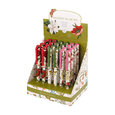 Ручка шариковая масляная BRUNO VISCONTI "PrimeWrite Flora", СИНЯЯ, ассорти, линия 0,5 мм, 20-0293/17