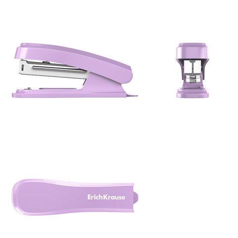Степлер №10 ERICH KRAUSE "Clippy Pastel Bloom", до 15 листов, ассорти, 61740