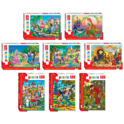 Пазл картонный 120 элементов, "Любимые герои", АССОРТИ, поле 23х16,5 см, STEP PUZZLE