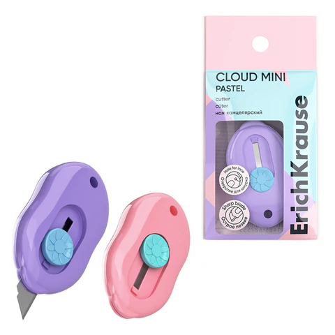 Нож канцелярский ERICH KRAUSE Cloud Mini Pastel, корпус ассорти, 62755