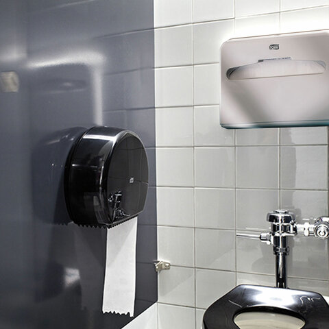 Диспенсер для покрытий на унитаз TORK (Система V1), покрытия 1/2 сложения, белый, 344080