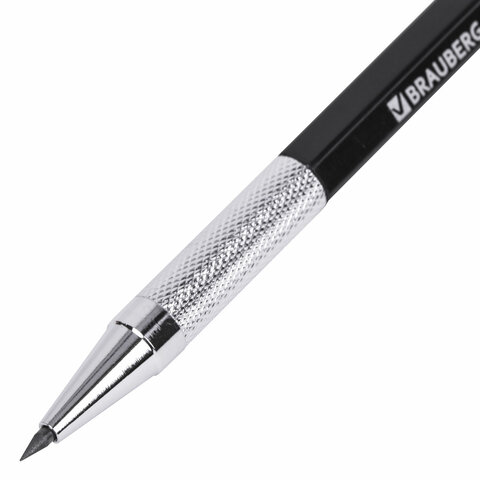 Карандаш механический цанговый 2 мм, HB, BRAUBERG "METALLIC X-20", металлические детали, 181976