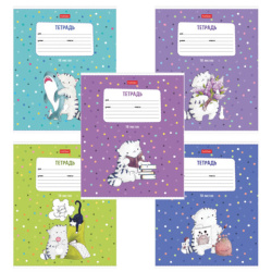 Тетрадь 18л. HATBER линия, обложка картон, Приключения кота Пирожка (микс в спайке),18Т5В2