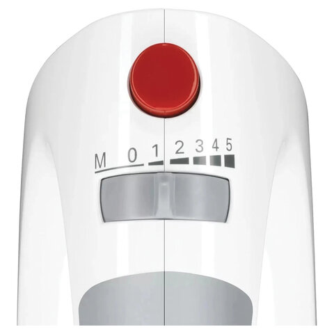 Миксер BOSCH MFQ 3540, 450 Вт, 5 скоростей, 2 венчика, 2 крюка для теста, стакан, белый, MFQ3540