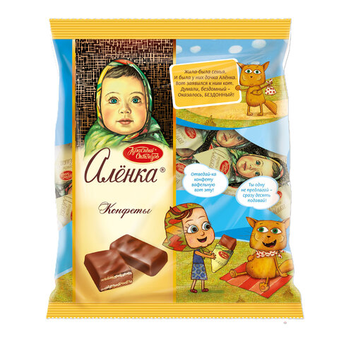 Конфеты шоколадные КРАСНЫЙ ОКТЯБРЬ "Аленка" вафельные, молочно-ореховые, 250 г, КО01220