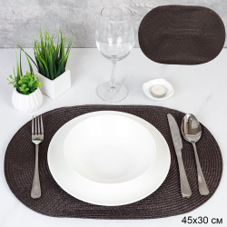 Салфетка для стола овальная / brown /уп 6/300/ 30х45 см темно-коричневая