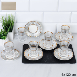 Кофейный набор 12 предметов 120 мл восточная форма / MVN12 /уп 18/* с золотом