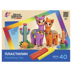 Пластилин классический ЛУЧ "Школа творчества", 40 цветов, 800 г, стек, картонная упаковка, 36С 2438-08