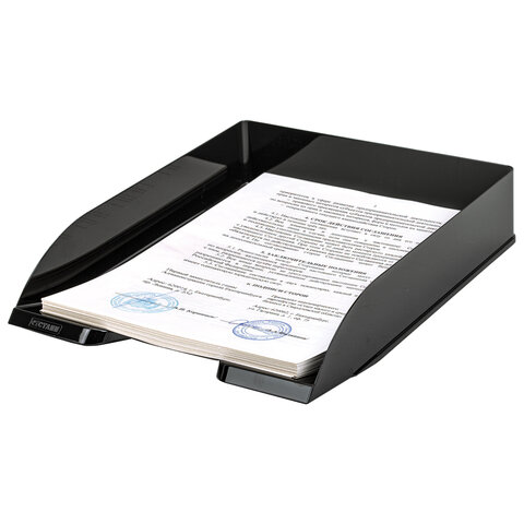 Лоток горизонтальный для бумаг "Дельта", А4 (315х250х60 мм), черный, ЛТГ-30460