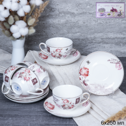 Чашка чайная 250 мл / 8779C# /уп 6/ Чайная роза костяной фарфор