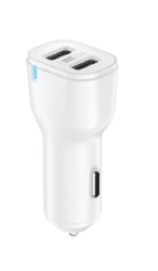АЗУ USBx2, 2.4A, white, OLMIO