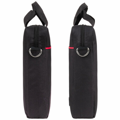 Сумка портфель HEIKKI MAXIMUM (ХЕЙКИ) с отделением для ноутбука 17,3", черная с красной вставкой, 34х44х6 см, 272591