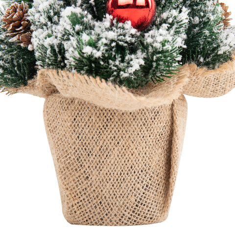 Ель новогодняя искусственная 32 см, заснеженная с декором, литой ПЭТ, ЗОЛОТАЯ СКАЗКА, 592514