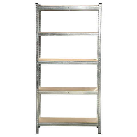 Стеллаж металлический BOOMHOUSE (БУМХАУС) безболтовой, 1800x900x400 мм, 5 полок МДФ, серебристый, 291412