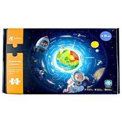 Интерактивная деревянная карта-пазл GLOBEN "Строение Земли", 28 см, 50 элементов, PAG5205