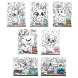 Картина детская по контуру, АССОРТИ 7 видов, 15х20 см, на подрамнике, акрил, кисти, МУЛЬТИ АРТ, 5896