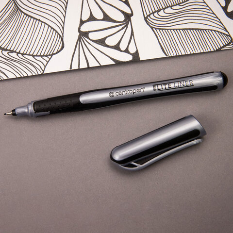 Ручка капиллярная (линер) ЧЕРНАЯ CENTROPEN "Elite liner", линия 0,3 мм, 4721, 247210112