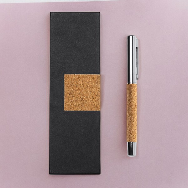 Ручка из натуральной пробки и стали SUVER / В оригинальном футляре