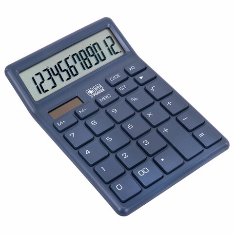 Калькулятор настольный BRAUBERG CH-12-BU (153х103 мм), 12 разрядов, двойное питание, синий, 272959