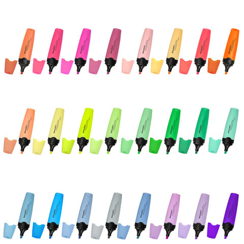 Набор текстовыделителей 24 ЦВЕТА на подставке, BRAUBERG "DELTA", 15 пастельных цветов + 9 неоновых цветов, линия 1-5 мм, 152506