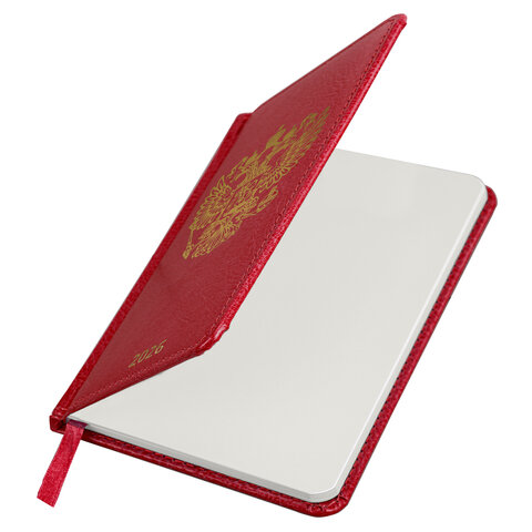 Ежедневник датированный 2026 А5 138х213 мм, BRAUBERG "State", под кожу, красный, 117414