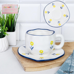 Чайная пара 350 мл 2 предмета / QL8039 /уп 48/ Одуванчик