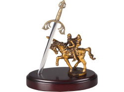 Нож на подставке «Сэр Ланселот», Цвет серебристый/золотистый/красное дерево