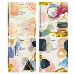 Тетради КОМПЛЕКТ 4 шт., А5, 96 л., BRAUBERG гребень, клетка, глянцевый лак, "Insight", 404404