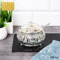 Сахарница с ложкой / 998-9-SILVER /уп 96/