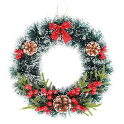 Венок новогодний, диаметр 35 см "Пушистый", с декором, ПЭТ, ЗОЛОТАЯ СКАЗКА, 592520