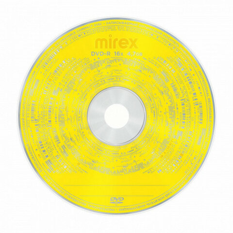 Диск DVD-R MIREX, 4,7 Гб, 16x, бумажный конверт, 1 штука, UL130003A1C