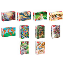 Пазл картонный 1000 элементов АССОРТИ, 10 дизайнов, 480х680 мм, HATBER