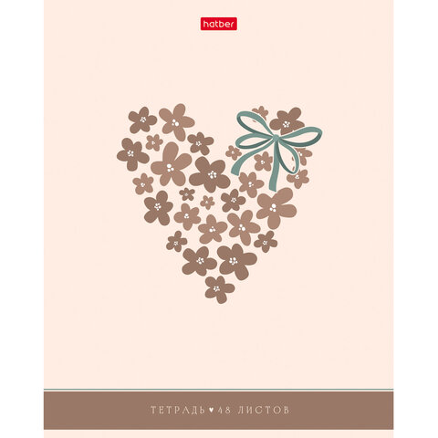 Тетрадь А5, 48 л., HATBER, скоба, клетка, soft-touch ламинация, тиснение, "Нежное очарование" (микс), 095022, 48Т5лтВ1
