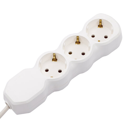 Удлинитель У10-003 3 розетки, с заземлением, 10 А, 3 м, белый, 6696