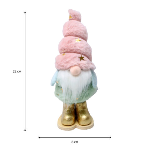 Украшение новогоднее интерьерное, 22 см, "Пушистый гномик", полиэстер, пенопласт, ЗОЛОТАЯ СКАЗКА, 592564